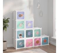 JHQHSM Armadio modulare per bambini in PP bianco con 10 cubi - Robusto spazio per l'organizzazione, struttura stabile con telaio in acciaio, pannelli in plastica impermeabile, facile da montare