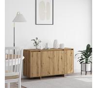 JHQHSM Artisan - Credenza in legno di quercia 135 x 41 x 75 cm, con tre ante e ripiani integrati per soluzioni di conservazione in sala da pranzo, finitura rovere naturale