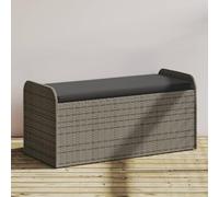 JHQHSM Cassapanca con Cuscino, Panchina per Estate Panchina da giardino Cassapanca Contenitore Baule da esterno Adatto per Patio Bordo piscina Cortile Portico Grigia 115x51x52 cm in Polyrattan