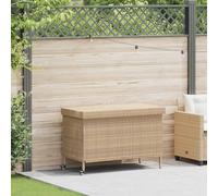 JHQHSM Cassapanca da giardino in polyrattan, 110 x 55 x 73 cm, contenitore per cuscini e cuscini, con borsa impermeabile, molla a gas per un'apertura sicura, due ruote con freni