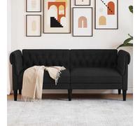 JHQHSM Classico divano Chesterfield a 2 posti in tessuto nero con braccioli imbottiti e rivestimento traspirante per un comfort elegante e una lunga durata
