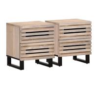JHQHSM Comodini 2pz, Comodino Camera da letto Bedside table Comodino notte Tavolino da letto Armadietto Adatto per Camera da letto Soggiorno Studio 40x34x46 cm in Legno Massello di Mango Sbiancato