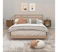 JHQHSM Comodini a Muro 2 pz, Comodino Camera da letto Bedside table Comodino Sospeso Armadietto Tavolino da letto Adatto per Soggiorno Studio Camera da letto Dormitorio Rovere Marrone 50x30x47 cm