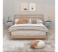 JHQHSM Comodini a Muro 2 pz, Comodino Camera da letto Bedside table Comodino Sospeso Armadietto Tavolino da letto Adatto per Soggiorno Studio Camera da letto Dormitorio Grigio Sonoma 50x36x40 cm