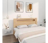 JHQHSM Comodini a Muro 2 pz, Comodino Camera da letto Bedside table Comodino Sospeso Armadietto Tavolino da letto Adatto per Soggiorno Studio Camera da letto Dormitorio Grigio Sonoma 50x36x25 cm