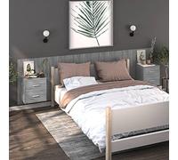 JHQHSM Comodini a Muro 2 pz, Comodino notte Comodini sospesi Mobile camera da letto Tavolino da letto Adatto per Studio Dormitorio Soggiorno Grigio Sonoma