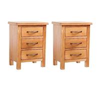 JHQHSM Comodini in legno massiccio, 2 pezzi, in rovere rustico, 40 x 30 x 54 cm, con tre cassetti per tavolo, per camera da letto, per riporre e organizzare mobili durevoli, facili da montare