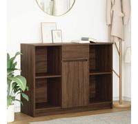 JHQHSM Credenza con cassetto effetto rovere marrone, 101 x 35 x 76 cm, con porta e due ripiani, per soggiorno, sala da pranzo, casa, ufficio, organizer durevole