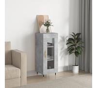 JHQHSM Credenza grigio cemento, 34,5 x 34 x 90 cm, materiale in legno con fronte in vetro e design senza tempo, robusto armadio per un'organizzazione ottimale e una presentazione elegante