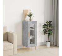 JHQHSM Credenza grigio cemento, 34,5 x 34 x 90 cm, materiale in legno con fronte in vetro e design senza tempo, robusto armadio per un'organizzazione ottimale e una presentazione elegante