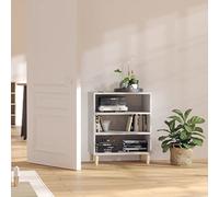 JHQHSM Credenza grigio cemento, 57 x 35 x 70 cm, materiale in legno con 3 ripiani, libreria in robusto materiale in legno e gambe in legno robuste, molto spazio per la conservazione, stabile