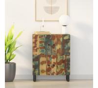 JHQHSM Credenza in legno massiccio con 4 ante 60 x 33 x 75 cm, gambe in ferro robusto e design senza tempo per eleganti idee di conservazione nella zona giorno