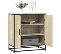 JHQHSM Credenza moderna Sonoma Rovere 68 x 35 x 76 cm in legno e metallo con 3 ripiani, design industriale e resistenza alla corrosione, soluzione di stoccaggio stabile