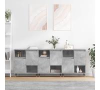 JHQHSM Credenze classiche 3 pezzi. Materiale in legno grigio cemento con design senza tempo, materiale durevole e ampio spazio per un'organizzazione ottimale e una presentazione elegante