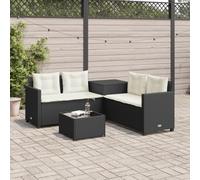 JHQHSM Divano da giardino a forma di L con tavolo e cuscino in polyrattan nero, 4 cuscini, spazio impermeabile, rivestimenti rimovibili, in rattan PE di facile manutenzione, mobili da giardino, mobili