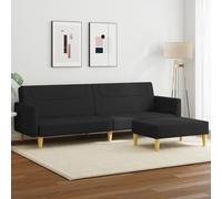 JHQHSM Divano letto 2 posti con poggiapiedi in tessuto nero - Schienale regolabile e materiale traspirante per un comfort robusto e un uso flessibile come sedile