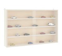 JHQHSM Elegante vetrina da collezione in legno con ante trasparenti e 4 scomparti da 60 x 8,5 x 37 cm per montaggio a parete senza foratura, spazio durevole con protezione angolare e ripiani