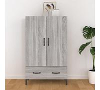 JHQHSM Grigio Sonoma Highboard 70 x 31 x 115 cm, materiale in legno con 2 ante e 1 cassetto, robusto armadio per il soggiorno