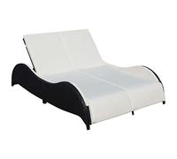 JHQHSM Lettino Prendisole Doppio con Cuscino, Lettini da piscina Sdraio da giardino Lettino da Spiaggia Sedia a Sdraio Adatto per Patio Piscina Spiaggia Giardino Bordo piscina in Polyrattan Nero