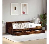 JHQHSM Letto 2 in 1 allungabile con 3 cassetti come divano e letto matrimoniale in affumicatura 90 x 190 cm, robusto telaio in legno con spazio di archiviazione, mobili funzionali durevoli