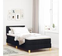 JHQHSM Letto a molle con materasso 90 x 200 cm in tessuto nero con design a diamante, cuscino per un maggiore comfort durante il sonno, gambe in legno solide e resistenti