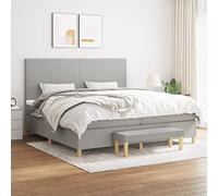 JHQHSM Letto a molle con materasso, grigio chiaro, 200 x 200 cm, testiera regolabile in altezza, molle insacchettate per un sonno tranquillo e un supporto medio, resistente