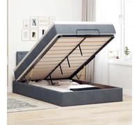 JHQHSM Letto Ottoman con materasso grigio scuro 120 x 190 cm velluto molle insacchettate e meccanismo idraulico per lo spazio e il comfort del sonno