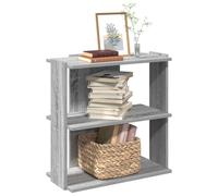 JHQHSM Libreria a 3 Ripiani, Scaffale Libreria Portaoggetti Libreria in legno Libreria bassa Adatto per Soggiorno Ufficio Ingresso Il balcone Grigio Sonoma 60x30x60cm Legno Multistrato