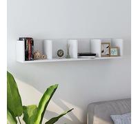 JHQHSM Mensola da parete per CD, colore bianco, 100 x 18 x 18 cm, in legno con 4 scomparti aperti per CD, DVD, dischi in vinile, spazio per la raccolta musicale, accessori robusti, a parete