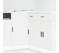 JHQHSM Mobile Base Lavello Lyon Bianco in Legno Multistrato per Cucina con Ante e Piedini Regolabili, Materiale Composito Resistente all'Umidità e Facile da Pulire, Ampio Spazio
