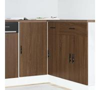 JHQHSM Mobile Base Lavello “Lyon” Rovere Marrone in Legno Multistrato per Cucina con Ante e Piedini Regolabili, Materiale Legno Composito Resistente all'Umido e Facile da Pulire,