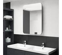 JHQHSM Mobile da bagno a LED con specchio nero, 60 x 11 x 80 cm, con illuminazione integrata e due ripiani, moderno armadio a specchio da parete in MDF per bagno, funzionale