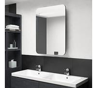 JHQHSM Mobile da bagno a LED con specchio nero lucido, 60 x 11 x 80 cm, con illuminazione integrata e due ripiani per lo spazio di archiviazione, moderno armadio con porta USB