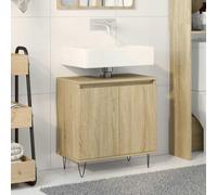 JHQHSM Mobile da Bagno Rovere Sonoma in Legno Multistrato 58x33x60 cm con Ante e Piedini in Ferro, Ampio Scomparto per Articoli da Toeletta, Design Stabile e Resistente all'Umidità