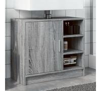 JHQHSM Mobile Lavabo Grigio Sonoma in Legno Multistrato 63x29x55 cm con 2 Ante e 3 Scomparti Aperti, Ampia Conservazione Bagno, Struttura Robusta e Resistente all'Umidità, Facile