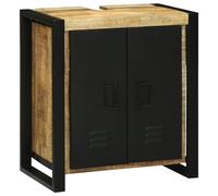 JHQHSM Mobile Lavabo in Legno Massello di Mango 55x35x60 cm con Porte Scorrevoli, Design Industriale Moderno per Bagno, Costruzione Robusta e Ampio Spazio di Archiviazione, Interno