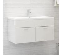 JHQHSM Mobile Lavabo Sottopiano in Legno Multistrato Bianco Lucido 90x38,5x46 cm con 1 Scomparto e 2 Ante, Mobile Bagno con Ampia Capienza e Design Moderno, Struttura Robusta