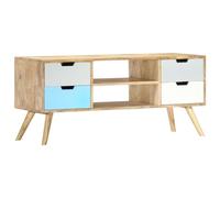JHQHSM Mobile Porta TV in Legno Massello di Mango 110x35x48 cm con 4 Cassetti e 2 Scomparti, Mobile TV Retrò per Soggiorno, Credenza Solida e Resistente per Arredamento, Design