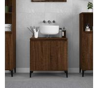 JHQHSM Mobile sottolavabo, effetto rovere marrone, 58 x 33 x 60 cm, con gambe in legno e pratiche ante per bagno, materiale durevole in legno con resistenza all'umidità