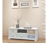 JHQHSM Mobile TV in stile francese, in legno, con 5 cassetti, di cui 4 stampe laterali vintage e 1 laccato verde chiaro, ampio scomparto per la conservazione,