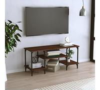 JHQHSM Mobile TV marrone, effetto rovere, 102 x 35 x 45,5 cm, materiale in legno con 3 ripiani, robusto piano superiore e piedini in metallo per organizzare lo spazio e la stabilità nella zona giorno