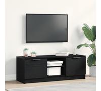 JHQHSM Mobile TV Nero Rovere 102x35x36,5 cm Legno Ingegnerizzato con Due Armadi Capienti e Ripiani Regolabili per Elettronica e DVD, Unità di Intrattenimento Moderna per Soggiorno,