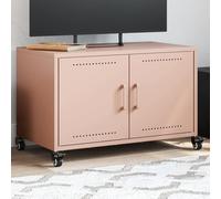 JHQHSM Mobile TV rosa 68 x 39 x 43,5 cm in acciaio laminato a freddo con 2 ante e 4 ruote per spazio e mobilità, robusto supporto per TV con superficie antimacchia e stabile