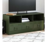 JHQHSM Mobile TV verde oliva 99 x 39 x 44 cm in acciaio con spazio di archiviazione e pratiche maniglie, robusto tavolo per TV in acciaio laminato a freddo per soggiorno ad alta resistenza