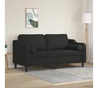 JHQHSM Moderno divano a 2 posti con cuscino decorativo 140 cm nero tessuto fodera rimovibile struttura in metallo resistente traspirante comfort seduta relax soggiorno mobili
