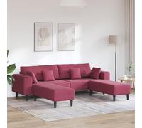 JHQHSM Moderno divano in velluto, 3 pezzi, colore rosso vinaccia 208 cm, con cuscino, design lussuoso in velluto, per soggiorno, struttura resistente e nucleo a piume, comfort, elegante set di sedili