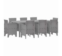 JHQHSM Moderno set da pranzo da giardino, grigio chiaro, in polipropilene, 9 pezzi, con tavolo rettangolare e sei sedie, per terrazza e giardino