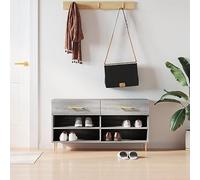 JHQHSM Panca per scarpe Sonoma grigio 102 x 35 x 55 cm, in legno con 2 cassetti e 4 scomparti, soluzione di archiviazione per scarpe e accessori, robusta piastra superiore come panchina, stabile