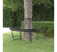 JHQHSM Panchina per Albero Semi Circolare, Panca da esterno Panchina da esterno Panca da giardino Adatto per Bordo piscina Portico Patio Cortile Ø159 cm Nera in Acciaio