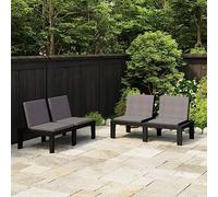 JHQHSM Panchine da giardino con cuscino, 2 pezzi, panchina per il giardino, mobili da giardino, resistente alle intemperie, per esterni, adatto per terrazza, giardino, cortile, veranda, plastica